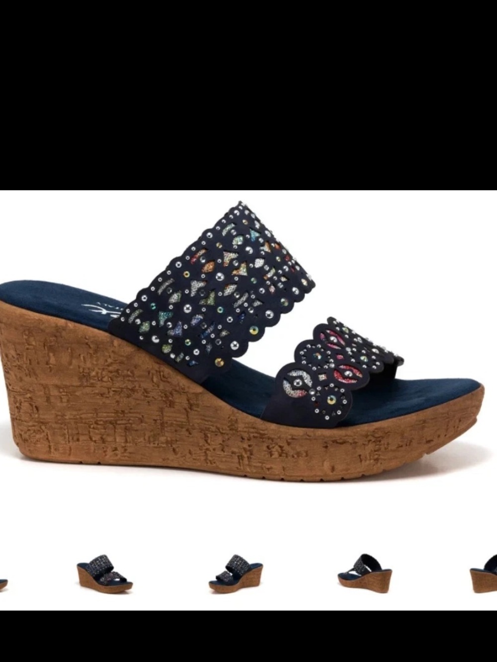 Onex Oppal Made In Italy Black Cork Wedge Mules Women’s Size 7